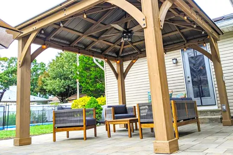 How far should gazebo be from house